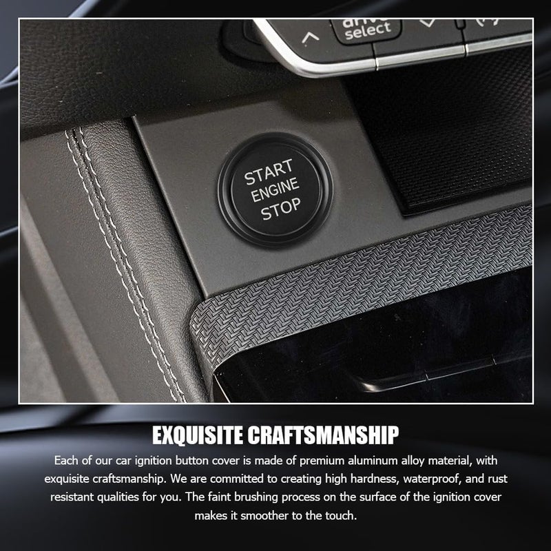 Lyxheth Car Push Start Button Cover, Engine Start Cover, Cool Aluminum Engines Starts Buttons Covers with Metal Ring for Cars Decorations, Car Engine Start Button Decal Accessory for Audi A4 (Black) - Image 5